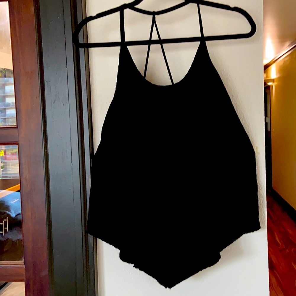 Basic strappy black cross back shirt